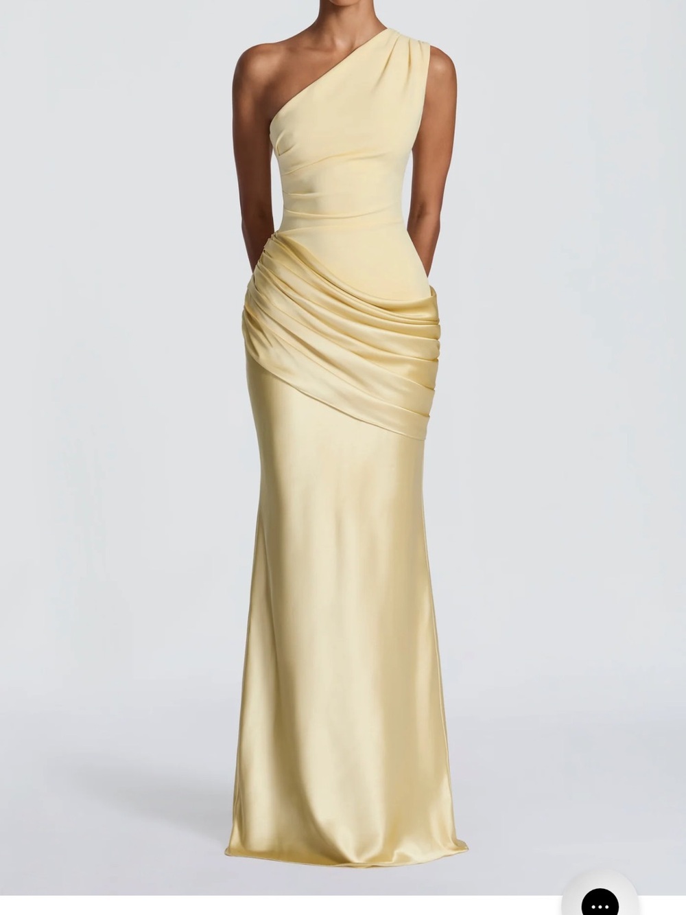 Asymmetric One-Shoulder Pale Yellow Maxi Gown